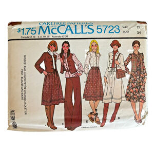 McCalls 5723 Sewing Pattern Size 12 Misses and Petite UNCUT wide leg pants here